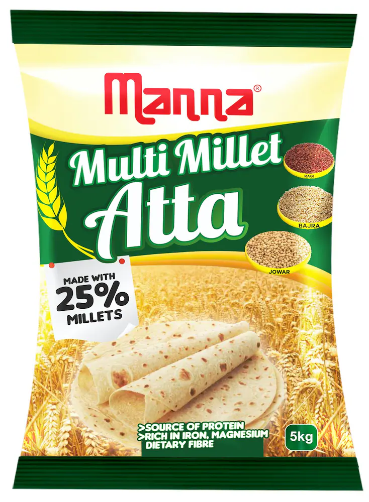 Manna Multigrain Atta 5kg | Certified Low GI Atta | Multi Millet Atta | Wheat Flour with 25% Millets