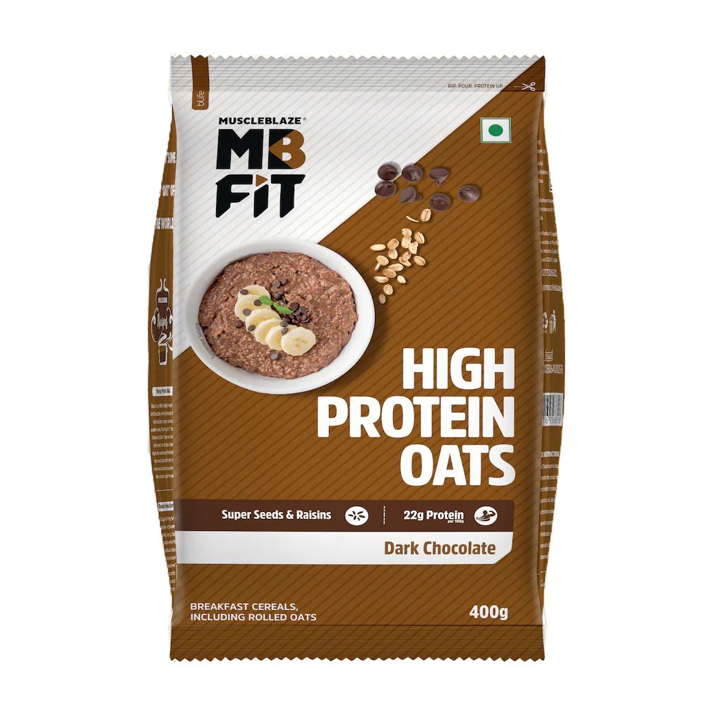 MuscleBlaze Fit High Protein Oats 400 g | Dark Chocolate | 22 g Protein | Rolled Oats | Breakfast Cereals for Weight Management - Image 6