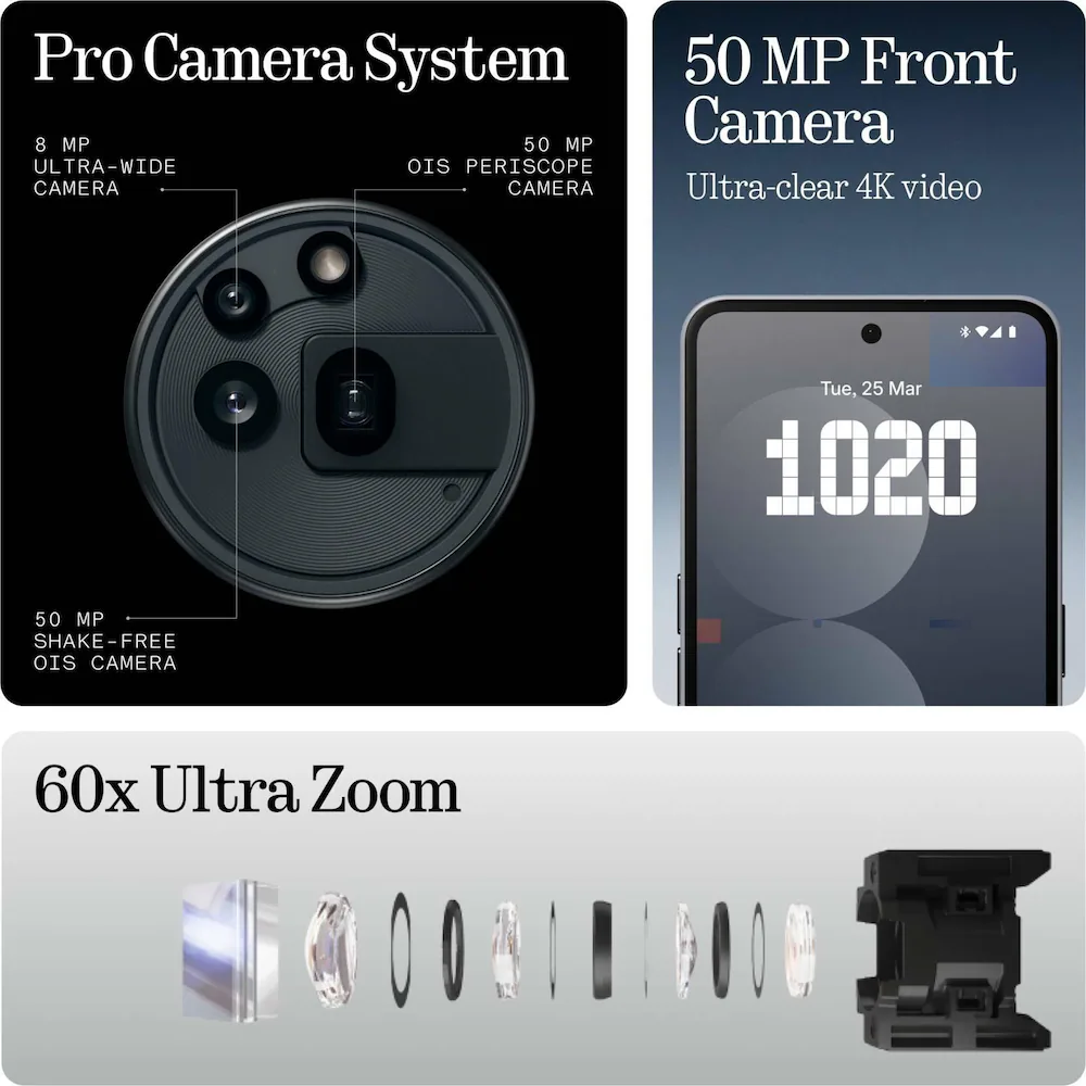 Nothing Phone (3a) Pro, 8GB Ram, 256GB Storage, Black, Smartphone - Image 4