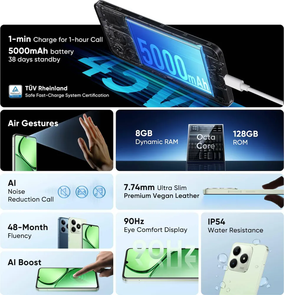 realme C63, 4GB Ram, 128GB Storage, Jade Green, Smartphone - Image 3