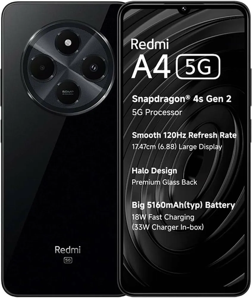Redmi A4 5G, 4GB Ram, 128GB Storage, Starry Black, Smartphone